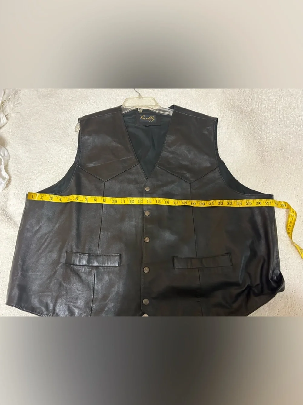 Scully Mens Genuine Leather Vest Size 4X Black Rustic Cowboy Wedding Formal